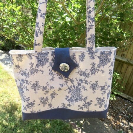 Blue floral shopping tote | The British Craft House