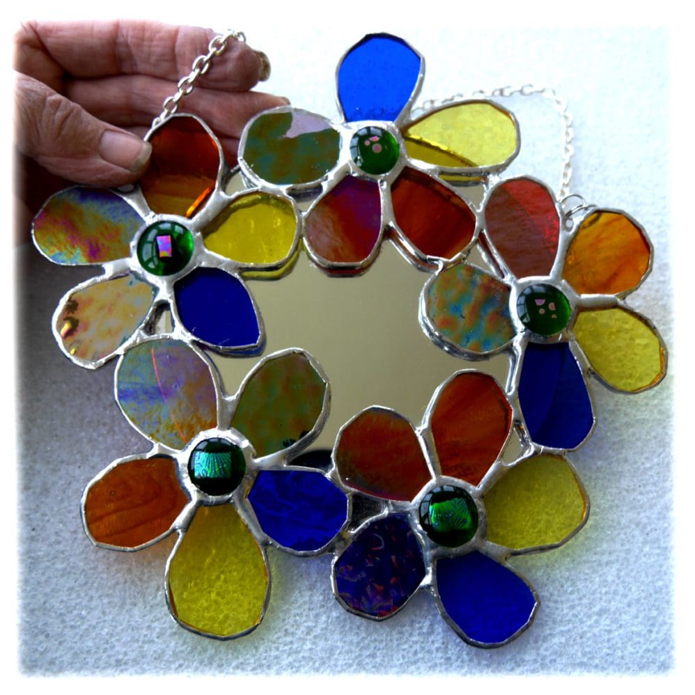 Flower Mirror Stained Glass Rainbow Wall Hanging