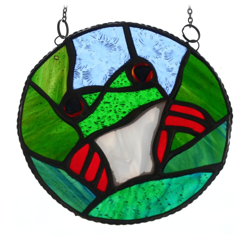 Tree Frog ring stained glass british handmade suncatcher