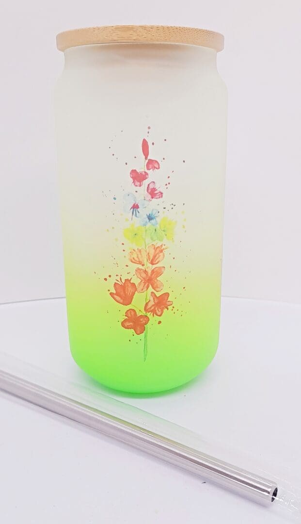 Green Frosted Glass with Summer Vibes artwork