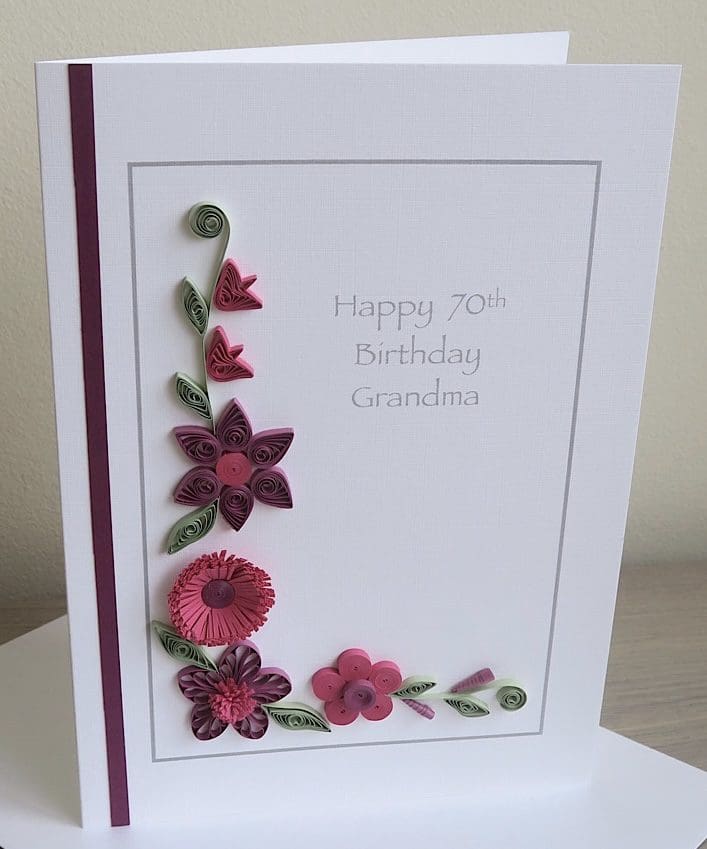 Quilled personalised birthday card grandma