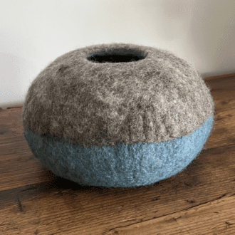 Handmade Felt Bowl in Blue and Grey