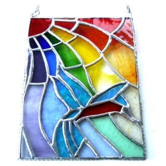 kingfisher panel stained glass suncathcer rainbow handmade british