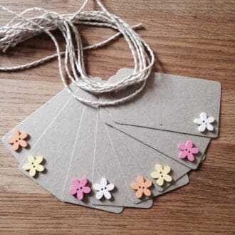 Flower button Gift Tags set of 10