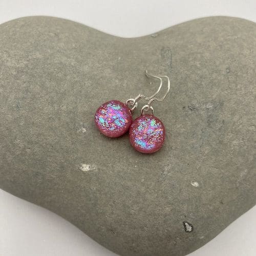Pink ripple effect dangly earrings