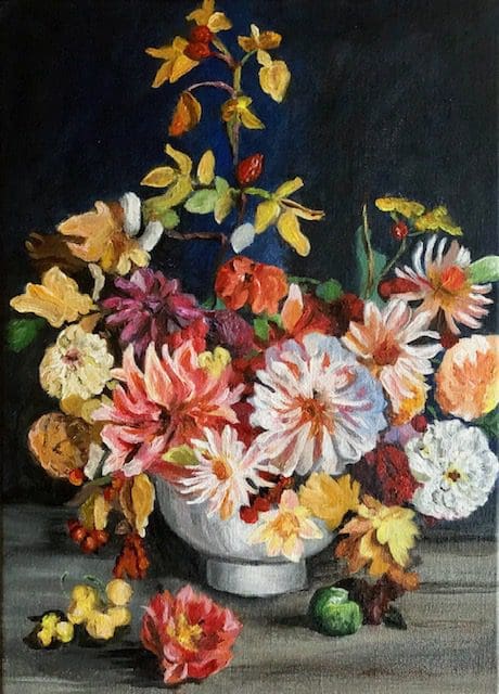 Last of the summer blooms acrylic painting on canvas