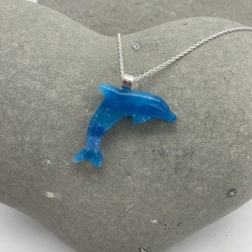 Shades of blue dolphin necklace
