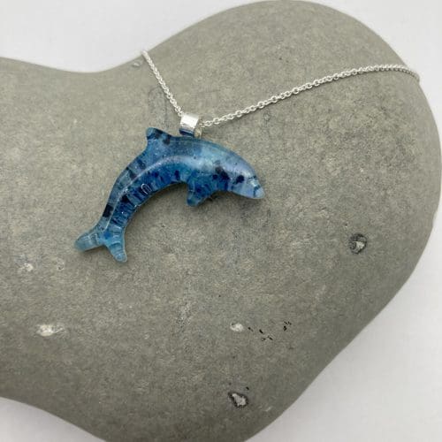 Blue Speckled dolphin necklace