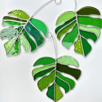 stained glass cheese plant leaf suncatcher