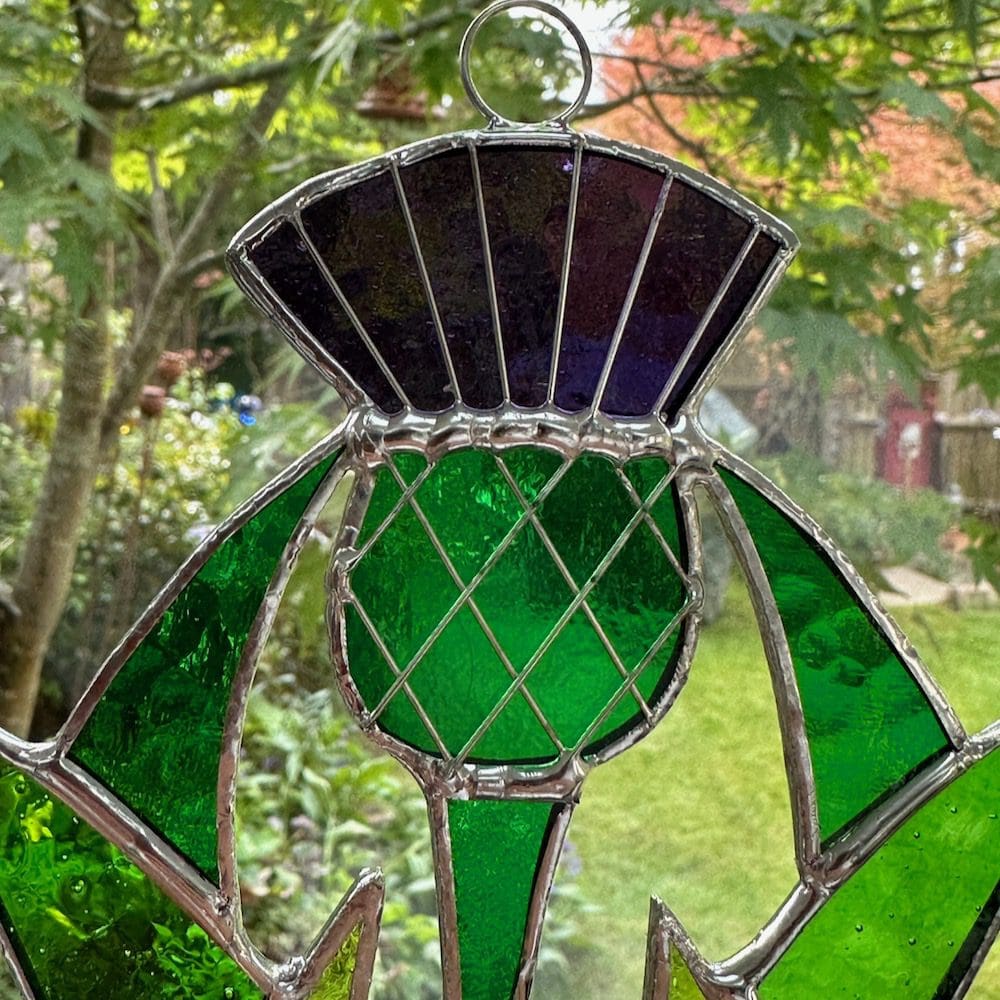 Stained Glass Thistle Suncatcher