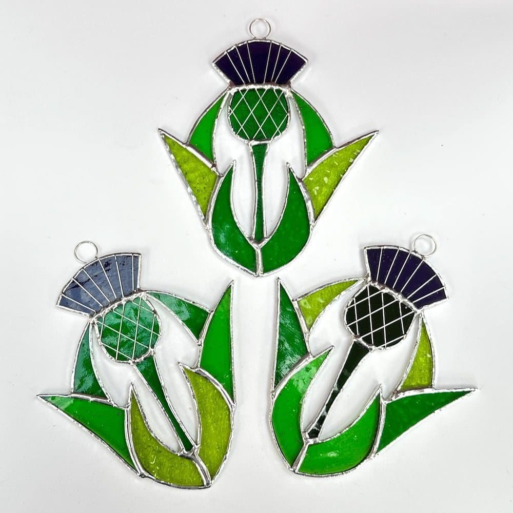 Stained Glass Thistle Suncatcher