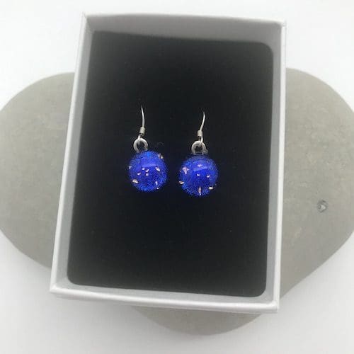 Blue starry sky dangly earrings