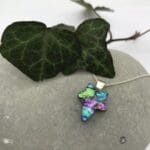Turquoise / green and purple ivy leaf necklace £0.00