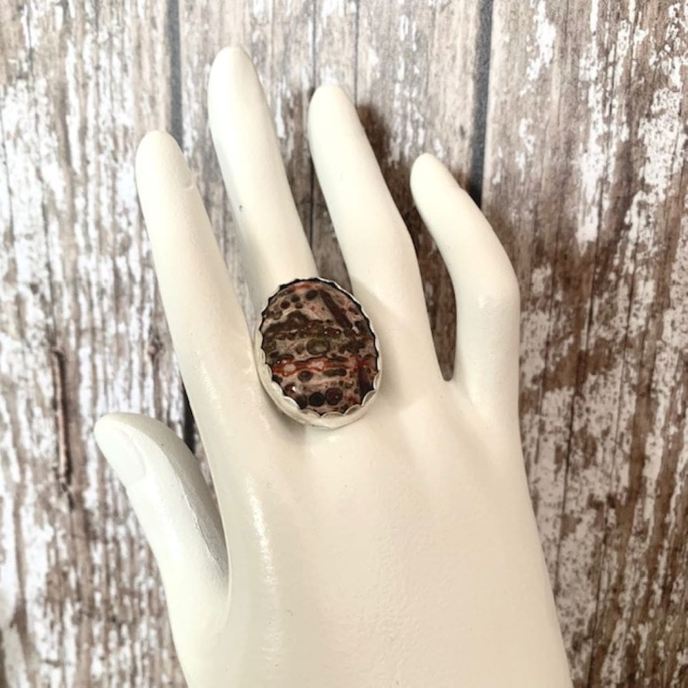 Jasper and sterling silver statement ring
