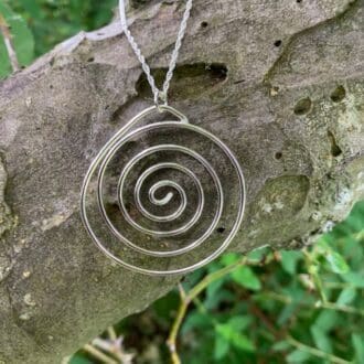 Large Sterling Silver Spiral Necklace