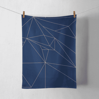 Navy and Rose Gold Lines Tea Towel
