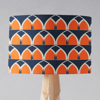 Navy Blue and Orange Geometric Arches Lampshade