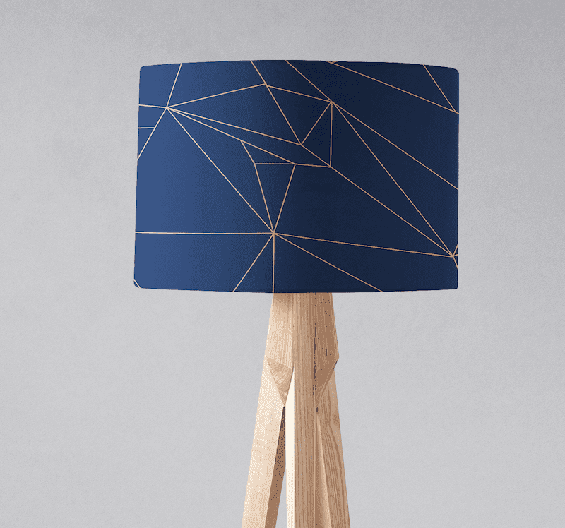 Navy Blue and Rose Gold Lines Lamp shade