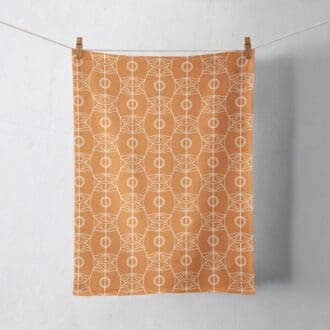 Orange Art Nouveau Tea Towel
