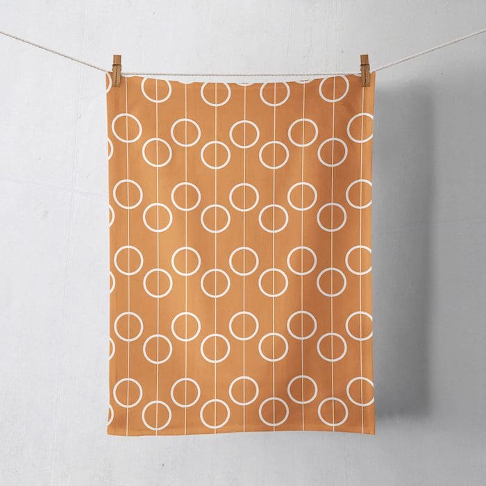 Orange Circles Tea Towel