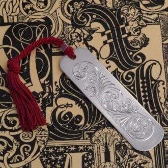 hand engraved scroll sterling silver bookmark