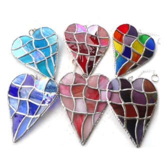 patchwork stained glass suncatcher heart