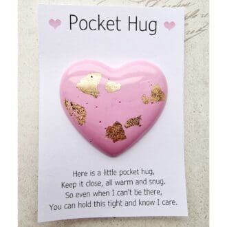 Pocket hug - heart - resin - pink - gold