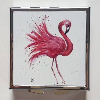 Pill Box with Flamingo artwork