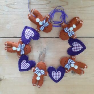 Gingerbread and purple gingham Garland