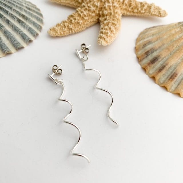 Sterling silver stud dangle spiral earrings