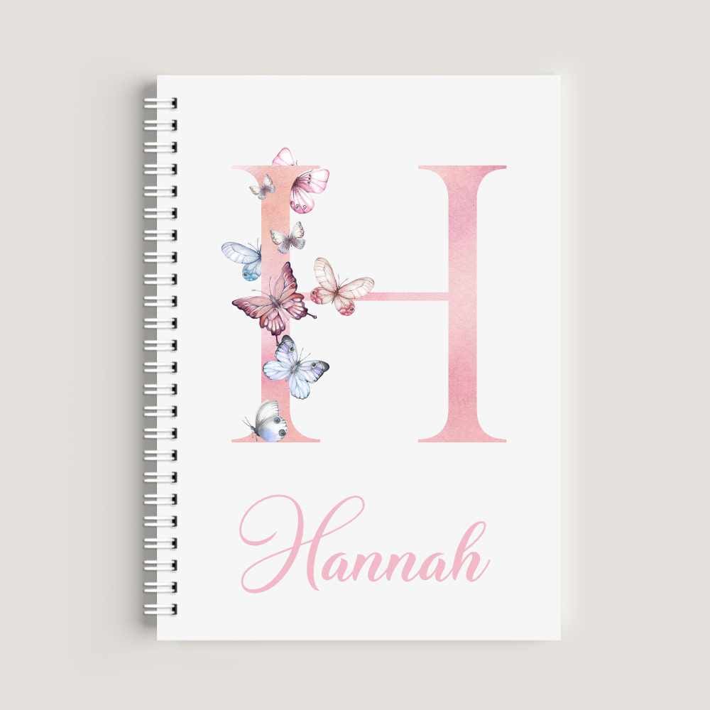 Butterfly initial notebook personalised with name