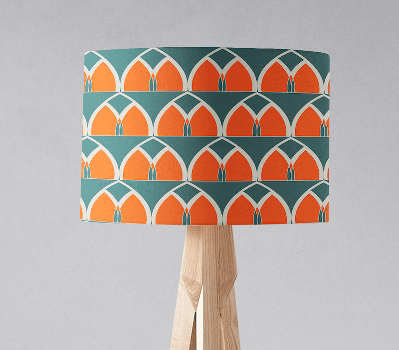 Teal and Orange Geometric Arches Lampshade