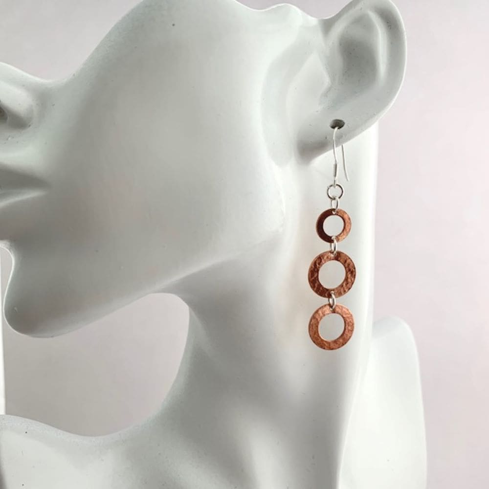 Textured Copper Dangly Circles Earrings