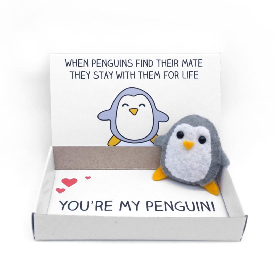 cute penguin magnet in a matchbox soulmate gift