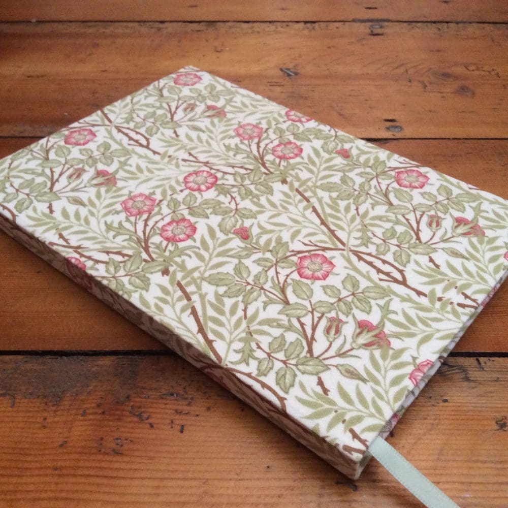A5 plain paper handmade notebook covered in a William Morris design fabric