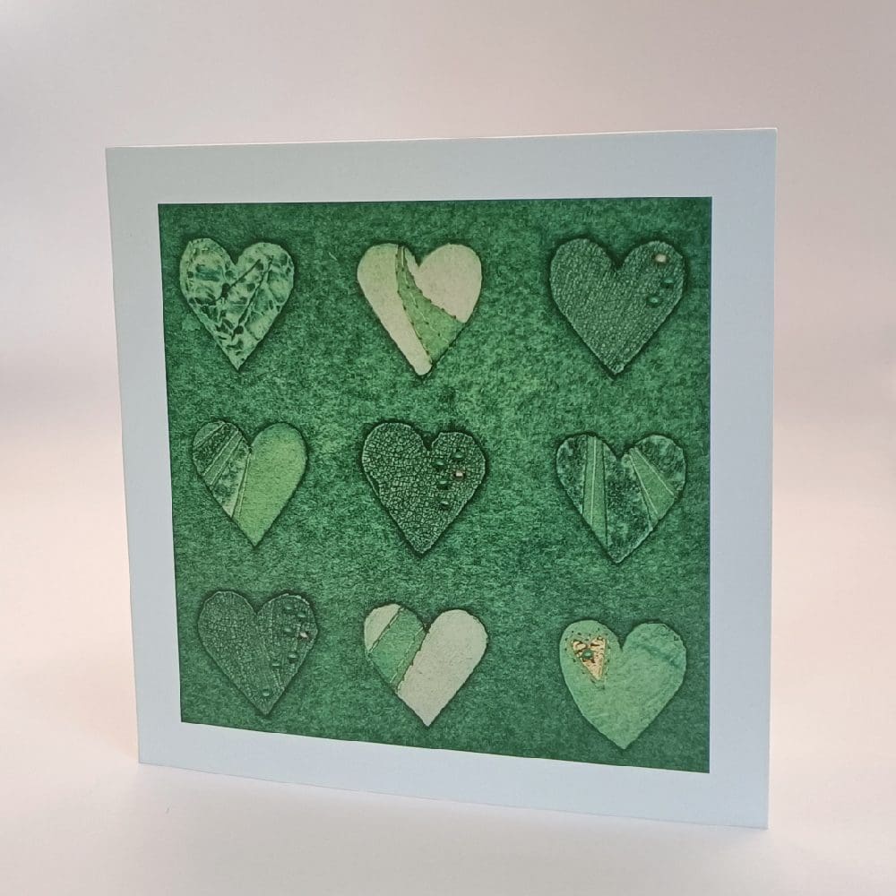 Your love is so fine, green hearts greetings card