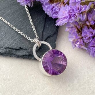 Purple amethyst gemstone necklace