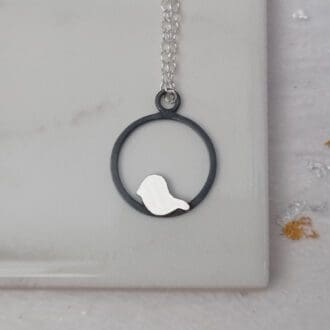 handmade sterling silver bird necklace