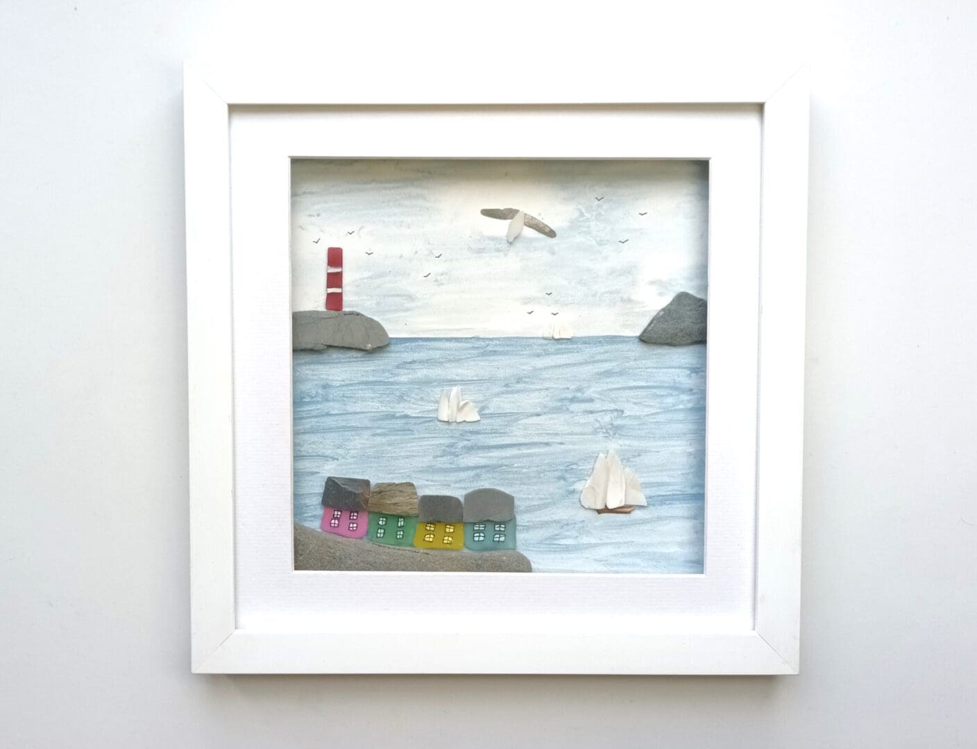 coastal wall art sailing boats and lighthouse