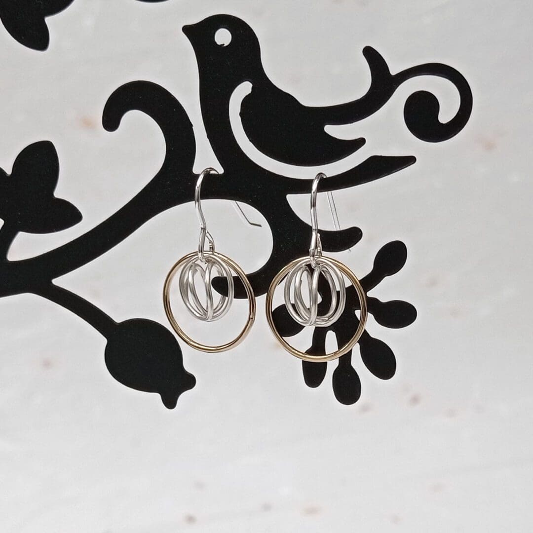 filled gold & sterling silver wire knot drop earrings