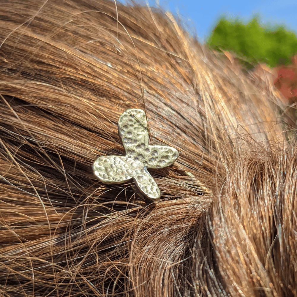 brass butterfly hair pin