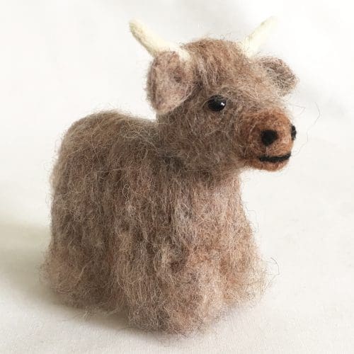 Needle felted highland cows made to order - The British Craft House