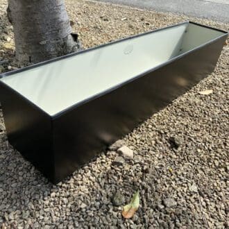 large deep tough black coated steel planter