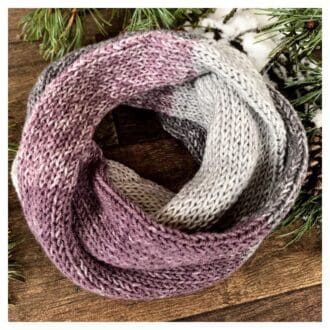 Lilac and grey double infinity scarf