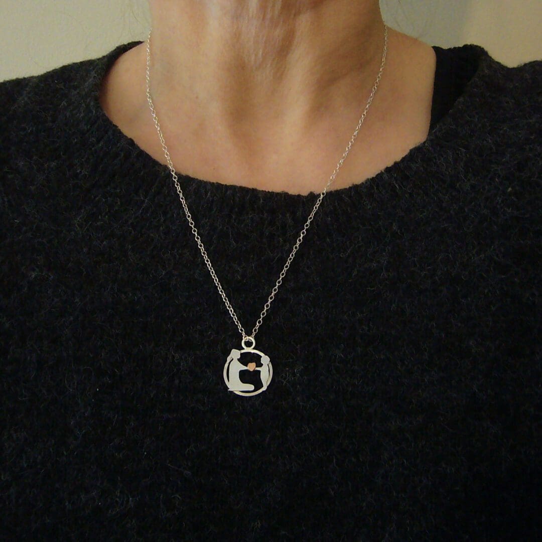 sterling silver mother and child necklace