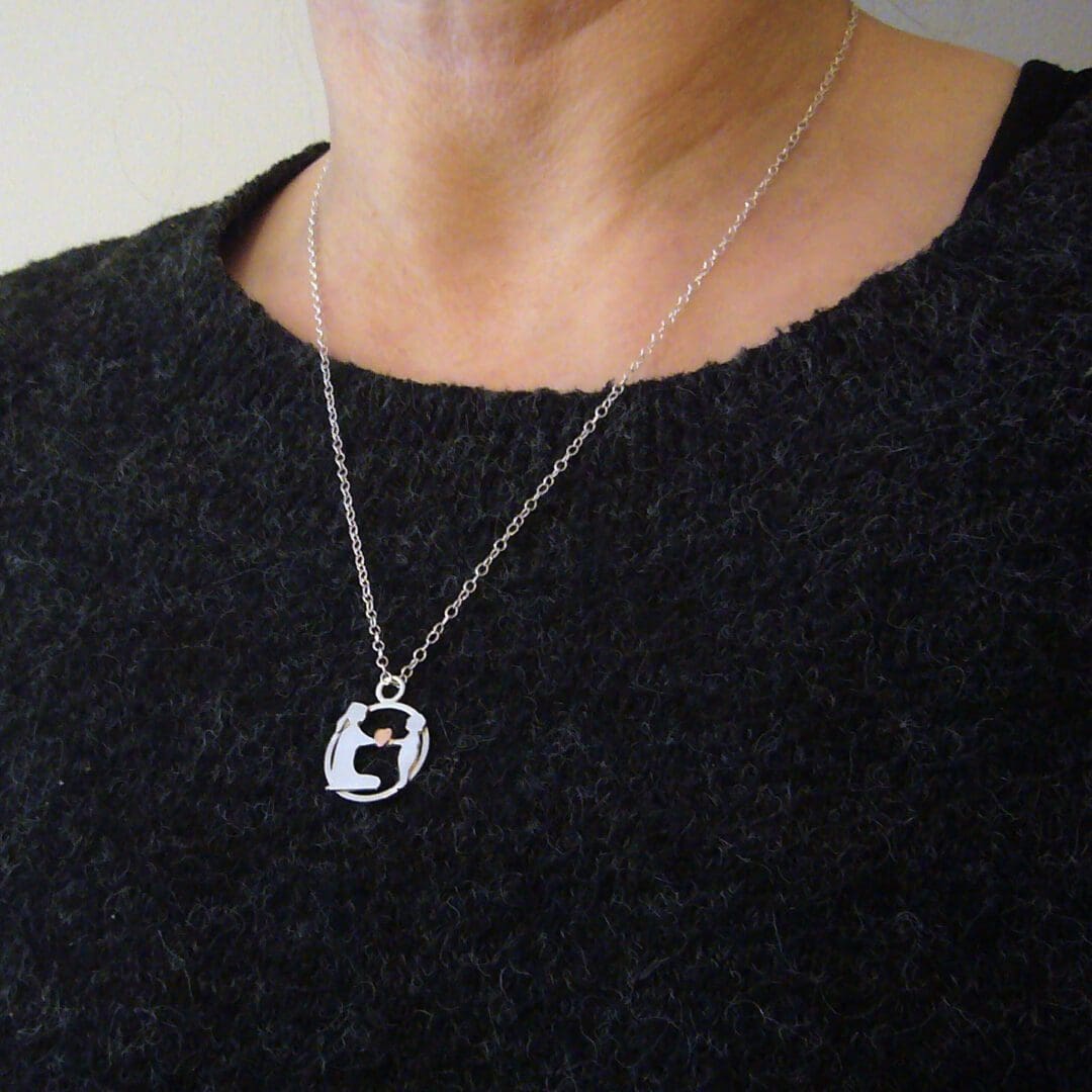 sterling silver mother and child necklace