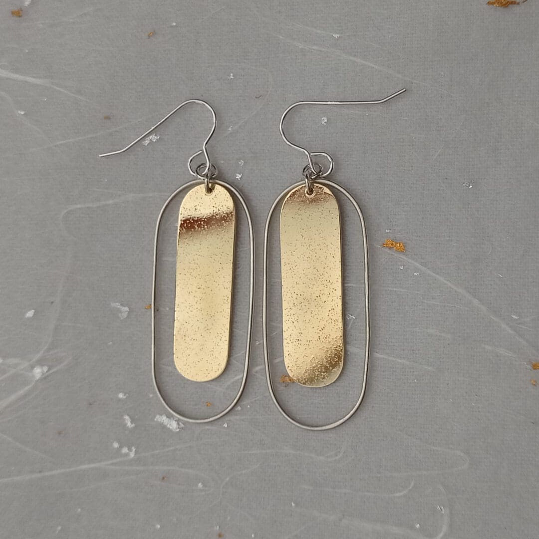 handmade sterling silver & brass drop earrings