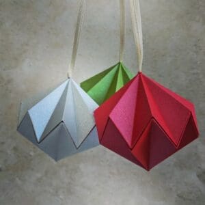 Origami diamond Christmas ornament, metallic paper bauble - The British ...