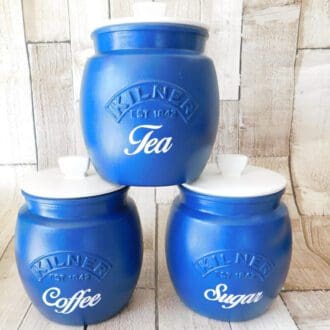 Navy and White Kitchen Canisters