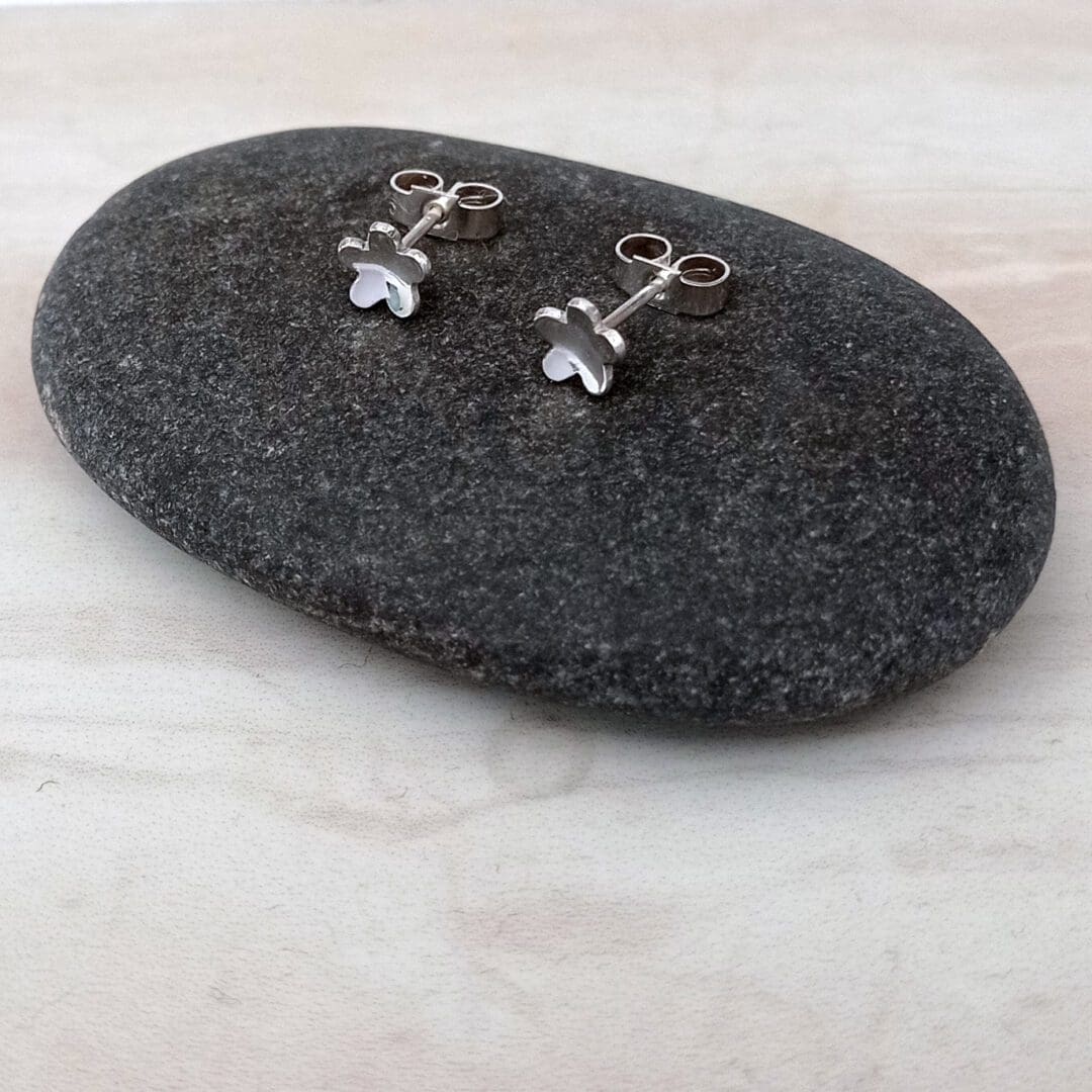 handmade sterling silver flower stud earrings